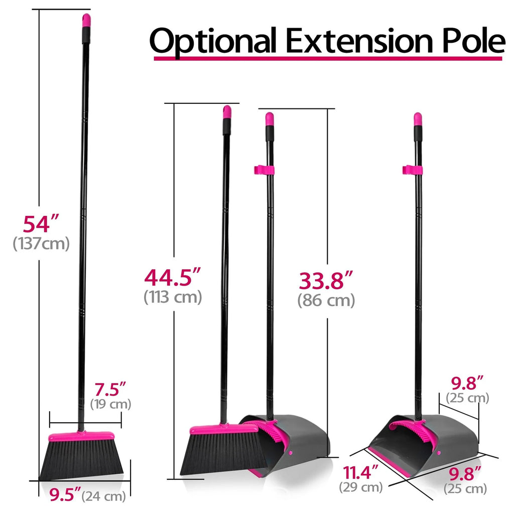 Broom with Dustpan Combo Set Long Handle Lightweight Indoor Broom Set Upright...
