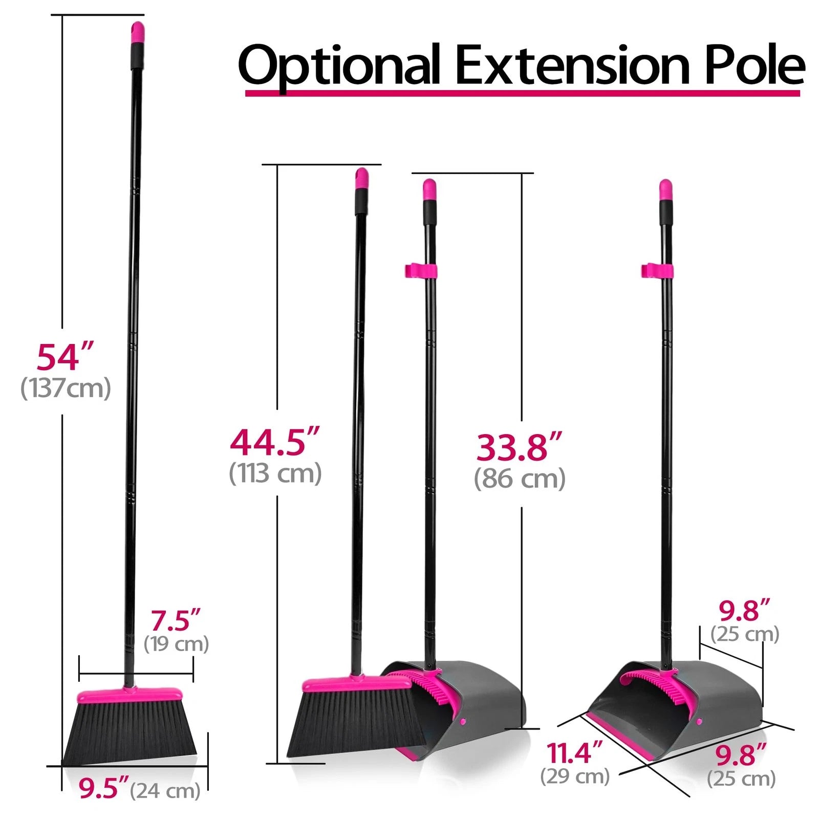 Broom with Dustpan Combo Set Long Handle Lightweight Indoor Broom Set Upright...