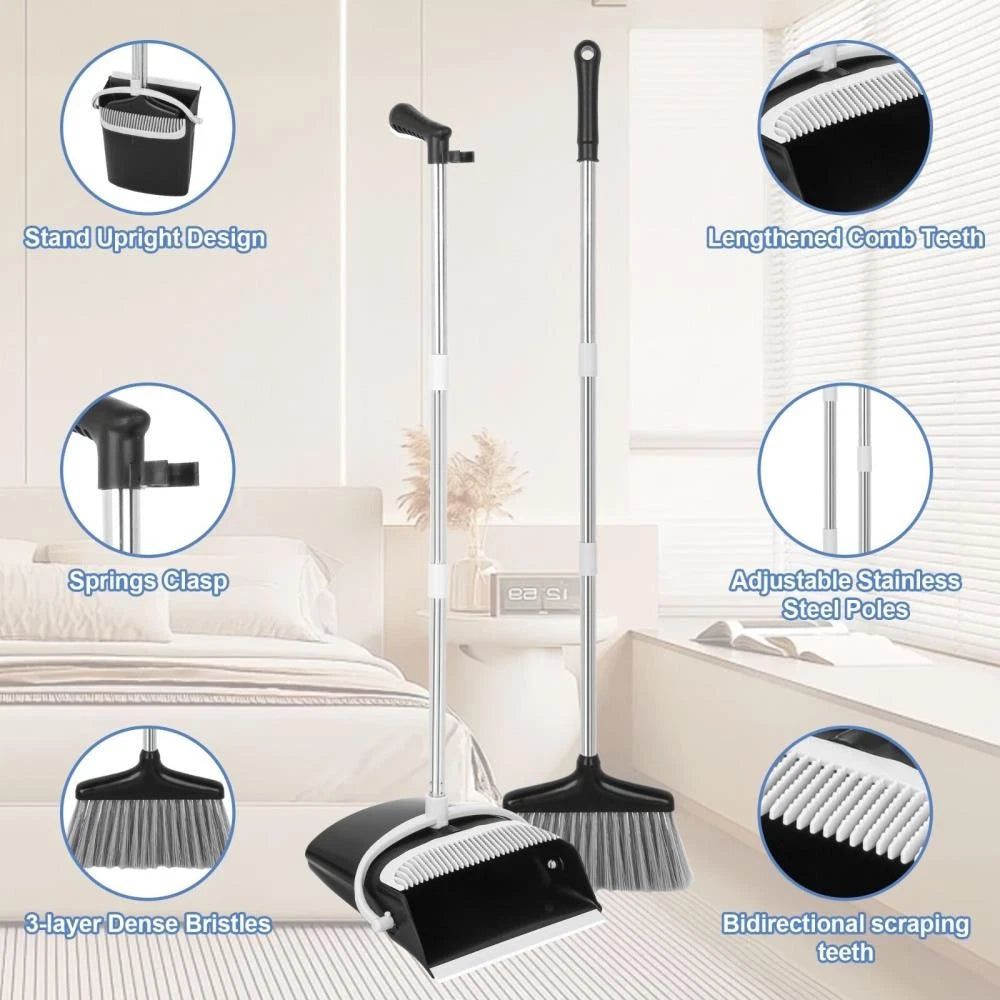 Broom and Dustpan Set Lightweight Upright Lobby Broom and Dust Pan Combo *