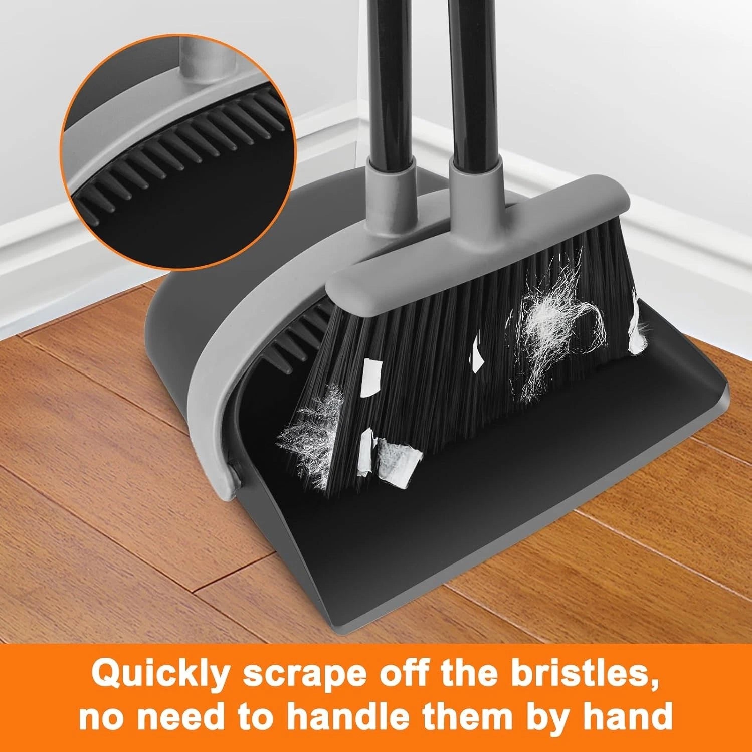 KeFanta Broom and Dustpan Set,Dust Pan with Long Handle,52”Broom with Stand Up