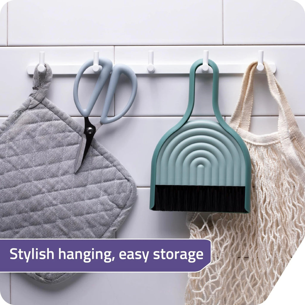 DustArch - Mini Dustpan and Brush Set Small and Broom with Modern Charm Handheld
