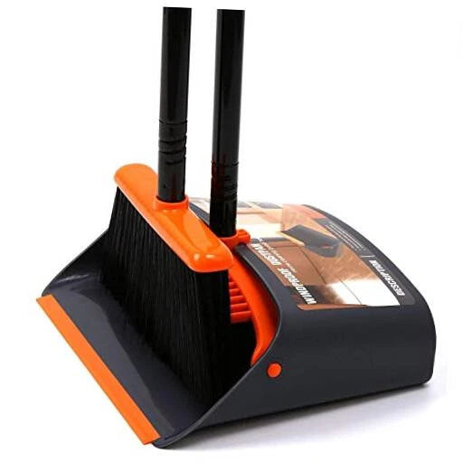Broom and Dustpan Set with 52" Long Handle for Home Kitchen Room Office Lobby
