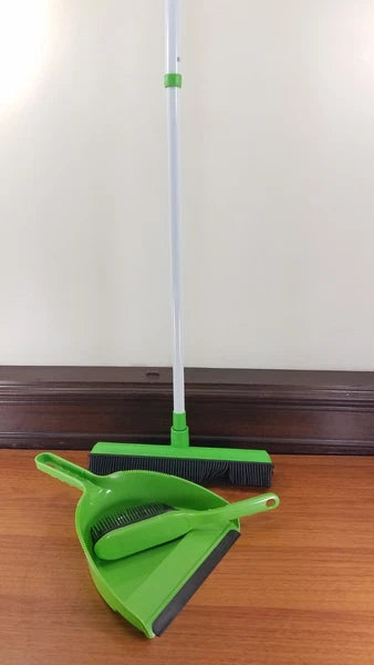 Pet Hair Broom with Dustpan and Hand Broom Set - Pick Green or Purple