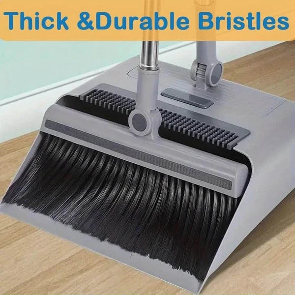 Broom with Dustpan Combo Set, 3 in 1 for Sweeping Indoor and Push Broom Outdoor