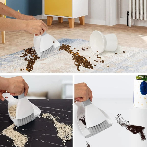 Small Broom and Dustpan Set, Handheld Dust Pan with Cleaning Brush Combo3713
