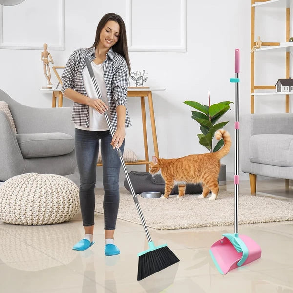Broom dustpan set, adjustable handle broom dustpan combination