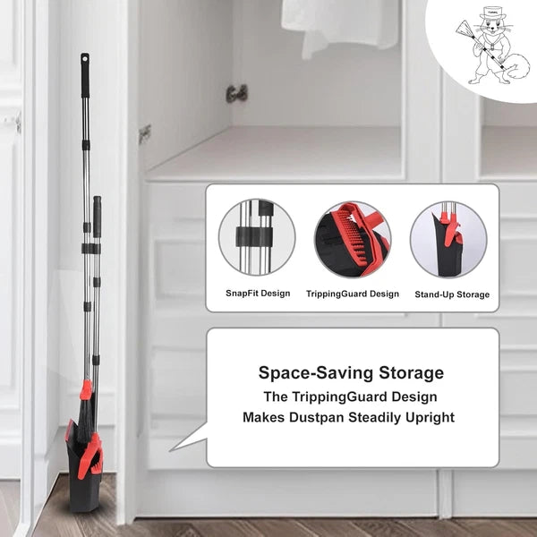 Upgrade Broom with Dustpan Combo Set, Broom and Dustpan Set with 51'' Long Handl