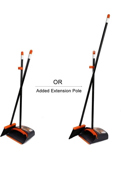 TreeLen Broom and Dustpan Set with 52" Long Handle for Home Kitchen Room Office