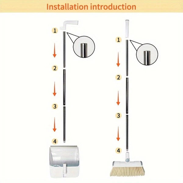 Broom Dustpan Set, Thickened Rotatable Foldable Stainless Steel Rod Strong
