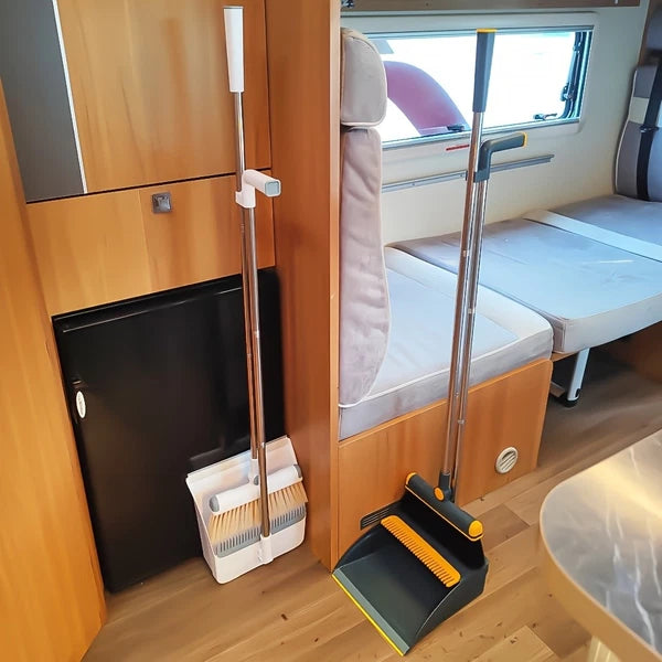 Broom Dustpan Set, Thickened Rotatable Foldable Stainless Steel Rod Strong