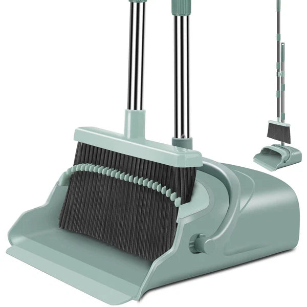 Upgrade Broom And Dustpan Set Large Size And With Long Handle Uprightideal For I