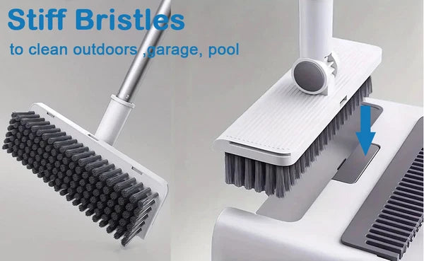 Broom with Dustpan Combo Set, 3 in 1 for Sweeping Indoor and Push Broom Outdoor