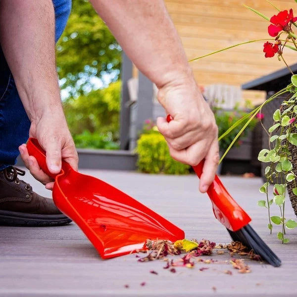 Heavy Duty Broom & Dustpan Set Quick Clean Ups Multi Surface Use Kitchen Garages