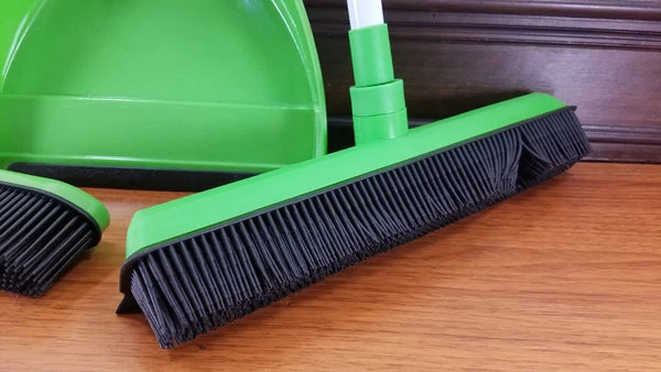 Pet Hair Broom with Dustpan and Hand Broom Set - Pick Green or Purple