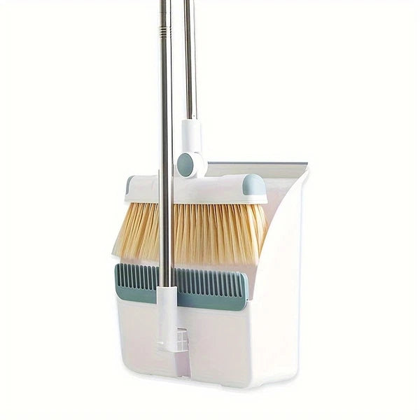 Broom Dustpan Set, Thickened Rotatable Foldable Stainless Steel Rod Strong
