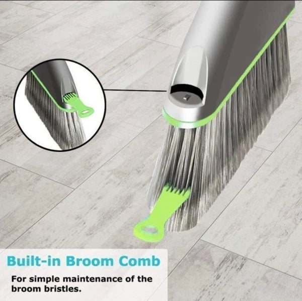 Guay Clean Angled Broom and Dustpan Set with Adjustable Handle - Easy Sweeping