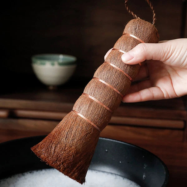 Mini Dustpan And Brush Set Handmade Natural Palm Broom Mini Size Dust Brown