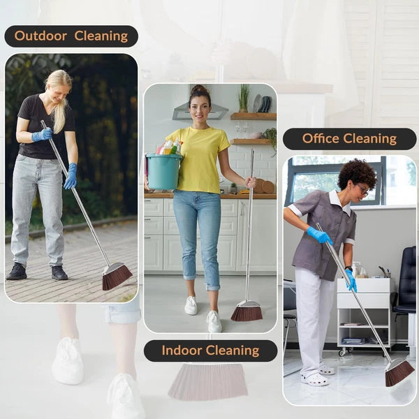 Broom with Dustpan Combo Set, 46" Stainless Steel Broom and Dustpan Set for H...