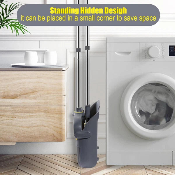 Broom and Dustpan Set with 54" Long Handle, Windproof Stand Up Dustpan with B...