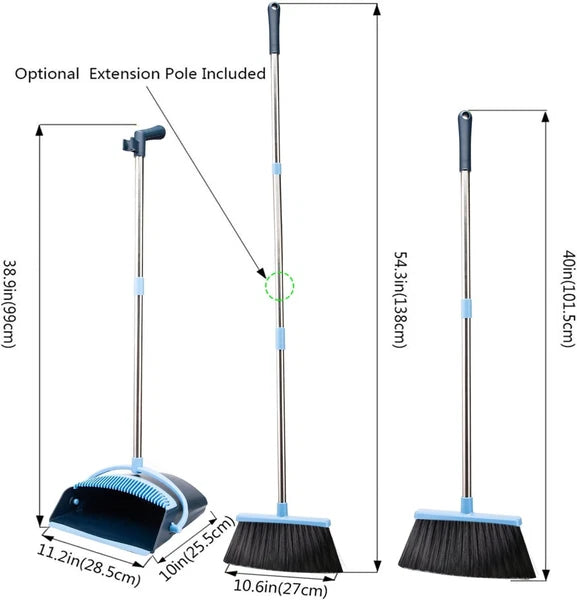 The family broom and dustpan set  Standing long-handled angular broom