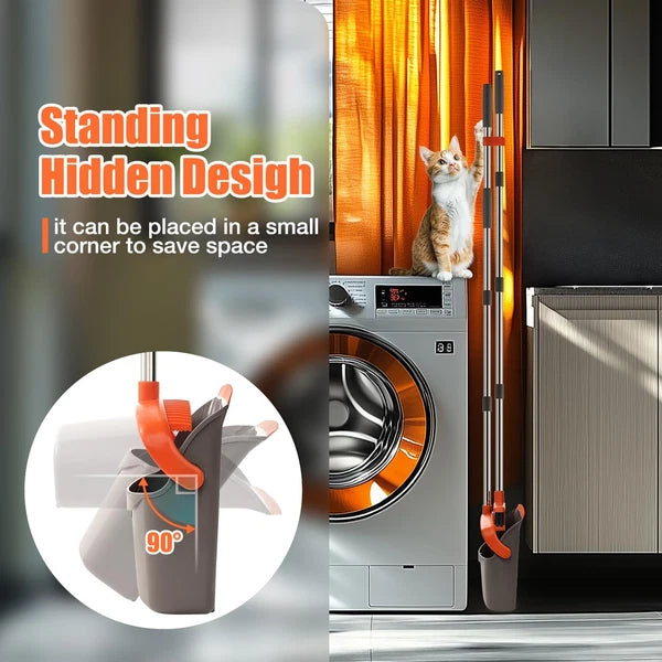 Upgrade Durable Broom and Dustpan Set with 52" Adjustable Long Handle, Stand ...