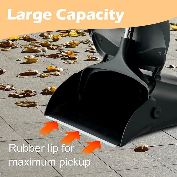 Outdoor Broom Dustpan Set Long Handle Commercial Upright Standing Dust Pan Cover