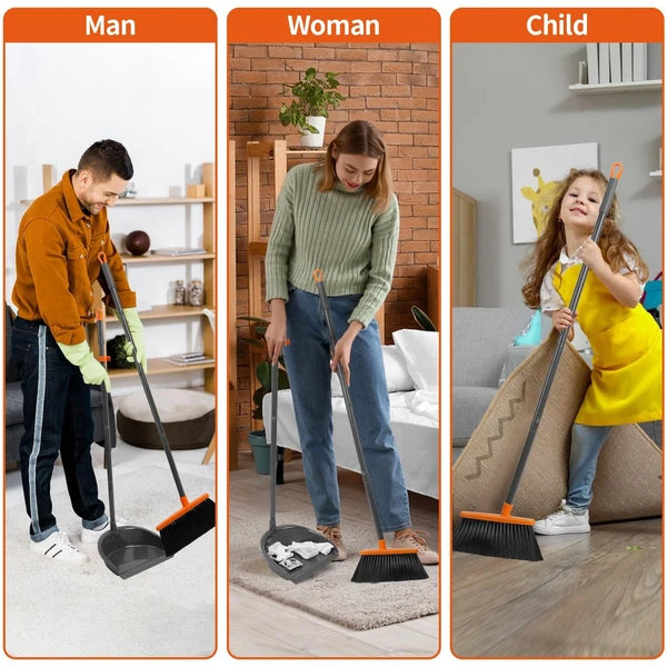 Long Handle Broom with Dustpan Combo Set for Office Home Kitchen Lobby Floor ...