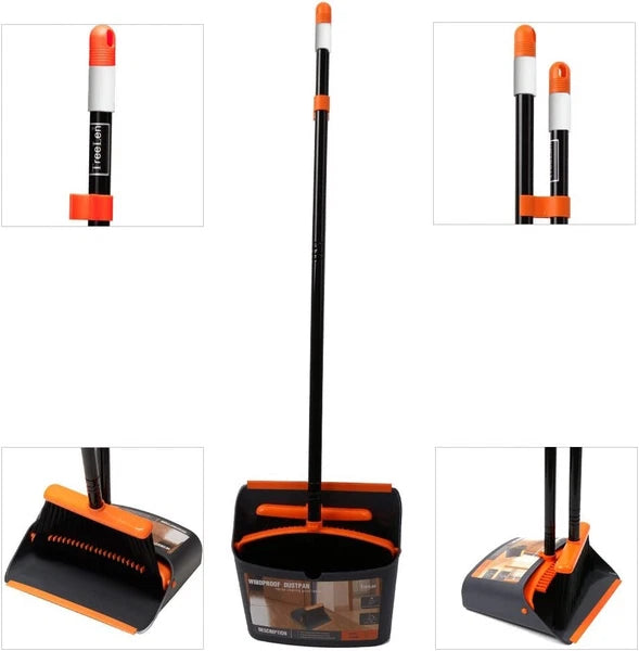 Broom and Dustpan Set with 52" Long Handle for Home Kitchen Room Office Lobby...