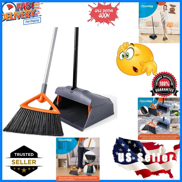 Heavy Duty Broom with Dustpan Combo Set Indoor and Outdoor Dual Purpose,Stiff...