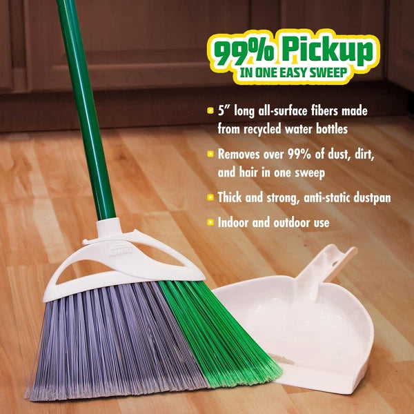 Precision Angle Broom with Dustpan Combo Set for Sweeping Indoor and Outdoor ...