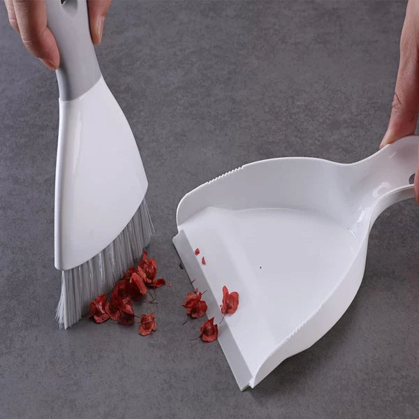 Small Dustpan and Brush Set, Whisk Broom and Dust Pans with Rubber Edge, Mini Ha