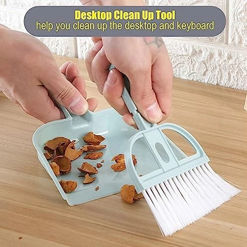 Broom and Dustpan Set with 54" Long Handle, Windproof Stand Up Dustpan with