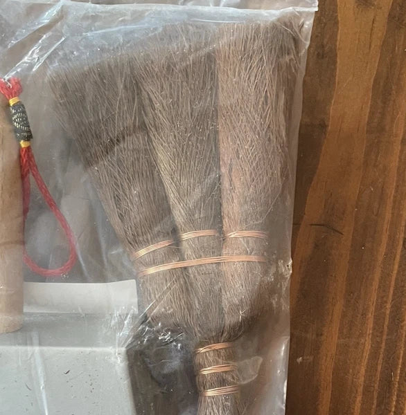 Mini Metal Dustpan Brush Set Natural Bristle Hand Broom Fireplace Woodstove