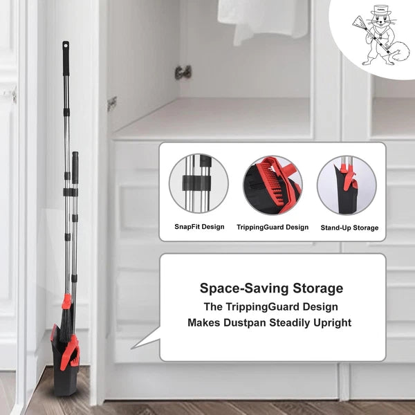 Upgrade Broom with Dustpan Combo Set, Broom and Dustpan Set with 51'' Long Ha...