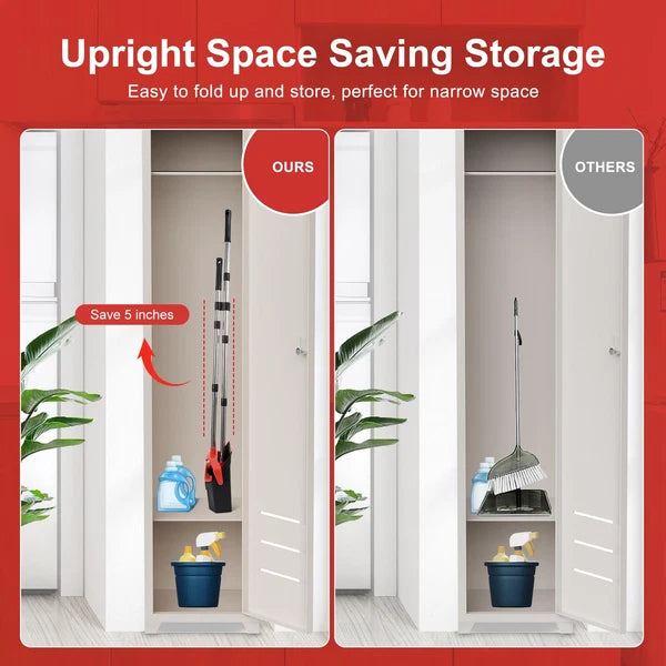 Large Upright Broom and Dustpan, Heavy Duty Dust Pan with 51" Long Handle for...