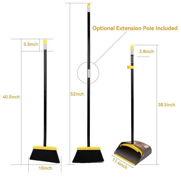 New Broom with Dustpan Combo Set,Stand up Dust Pans Long Handle 4052 and Set for