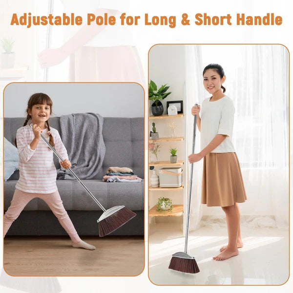Broom with Dustpan Combo Set 46" Stainless Steel Broom and Dustpan Set for Ho...