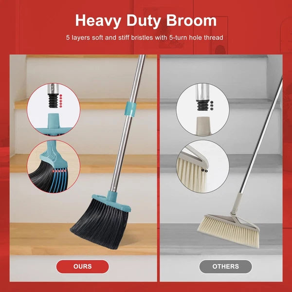 Upgrade Broom and Dustpan Set, Broom with Dustpan Combo Sets, Large Brooms an...