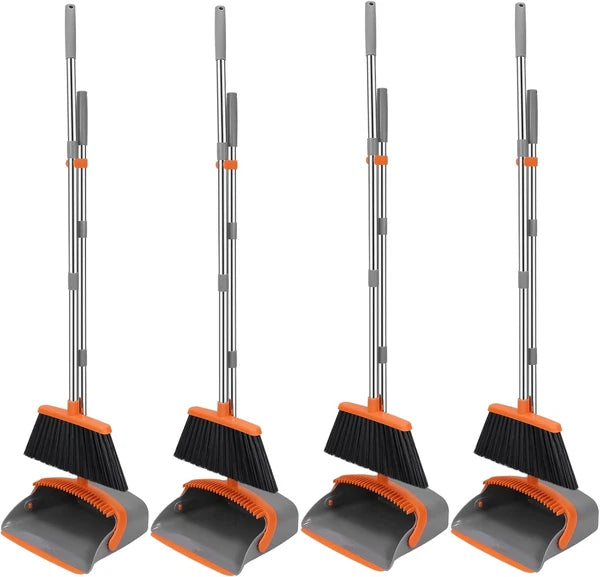 Broom dustpan set, adjustable handle broom dustpan combination