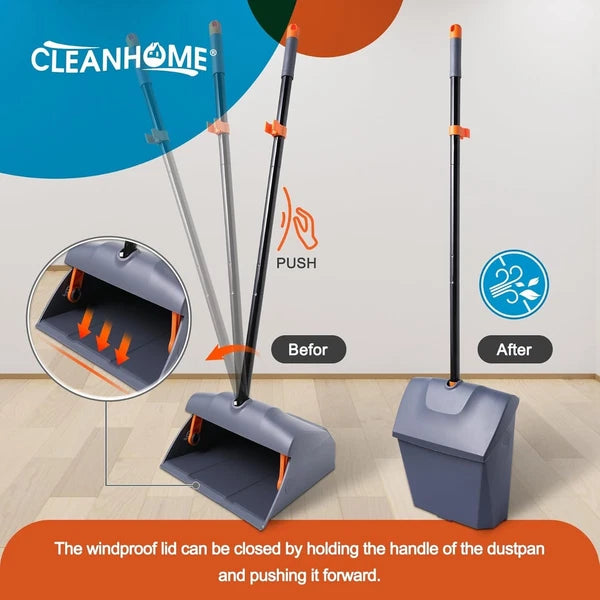 Heavy Duty Broom with Dustpan Combo Set Indoor and Outdoor Dual Purpose,Stiff...