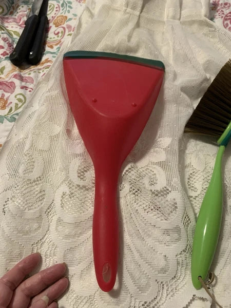 ❤️Novelty Broom & Dustpan Set Hand Brush Red Pan, Ladybug On Green Leaf