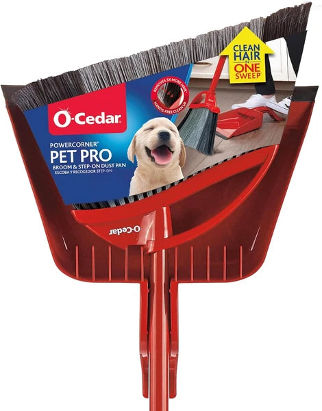 Pet Pro Broom with Step-On Dustpan | Remove 99% with One Sweep | Dustpan Removes