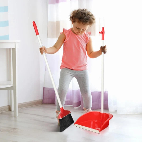 Set of 8 Broom and Dustpan Set Long Handle Broom with Upright Standing Dustpa...