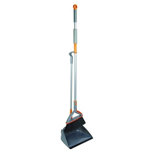 Quick 'n Easy Upright Broom and Dustpan Set, Gray/Orange Upright Broom set