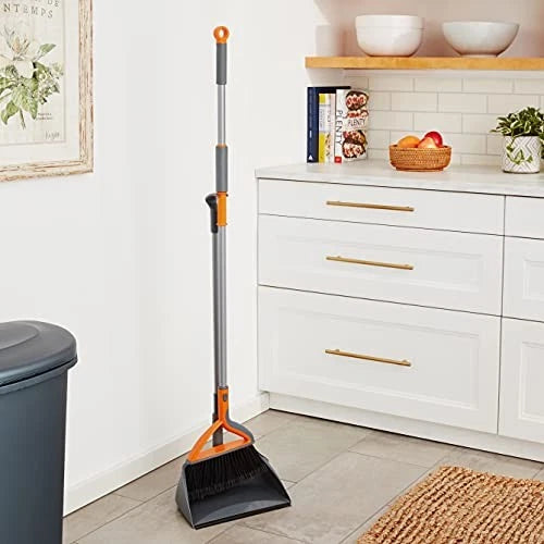 Quick 'n Easy Upright Broom and Dustpan Set, Gray/Orange Upright Broom set