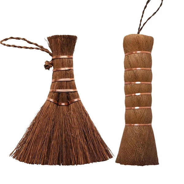 Mini Dustpan And Brush Set Handmade Natural Palm Broom Mini Size Dust Brown
