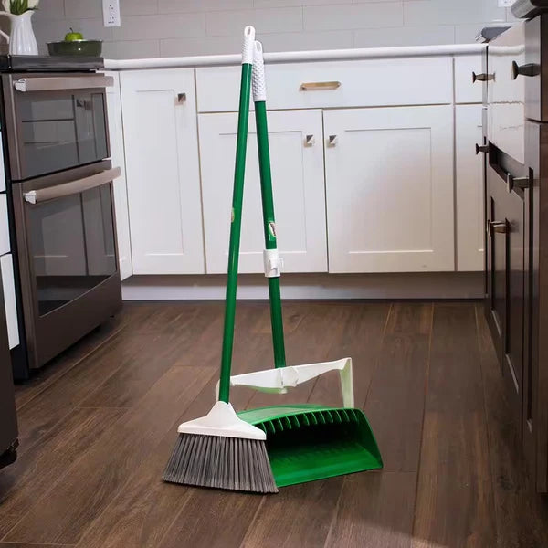 Upright Lobby Broom Dust-pan Cleaning Set Commercial Open lid Floor Carpet Sweep