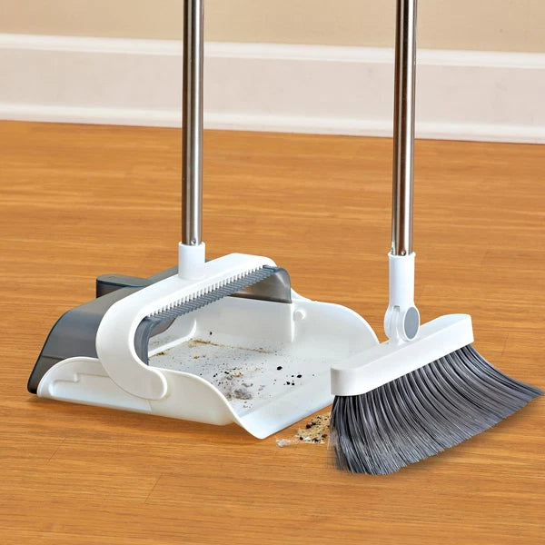 Foldable Standing Broom and Dustpan Compact Set