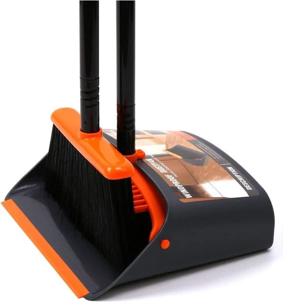 TreeLen Broom and Dustpan Set with 52" Long Handle for Home Kitchen Room Office