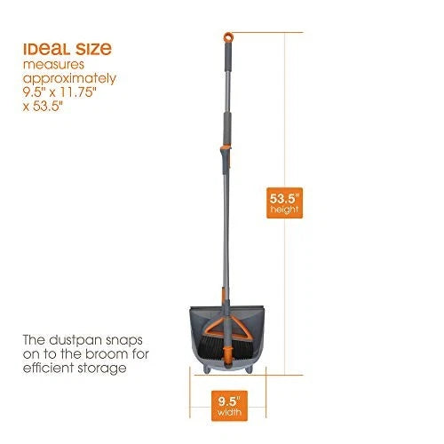 Quick 'n Easy Upright Broom and Dustpan Set, Gray/Orange Upright Broom set